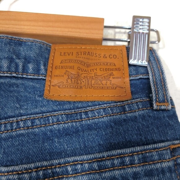 LEVI'S Wedgie Shorts with Cut Off Hem in Love Triangle Blue Rigid Denim 24 - Picture 6 of 10